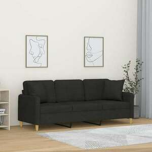 vidaXL 3 személyes fekete szövet kanapé díszpárnákkal 180 cm kép