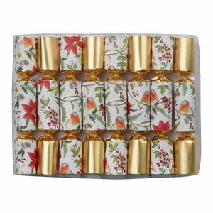 Karácsonyi cracker készlet 8 db-os Gold Floral Robin - Robin Reed kép