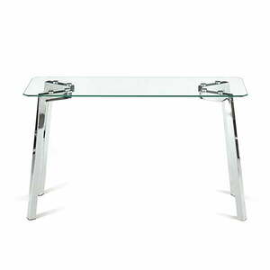 Ezüstszínű konzolasztal üveg asztallappal 40x125 cm Kirk – Tomasucci kép