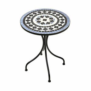 PALAZZO mozaikos kerti asztal fekete/fehér/kék, Ø 55 cm kép