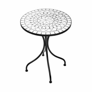 PALAZZO mozaikos kerti asztal, fehér-fekete Ø 55 cm kép