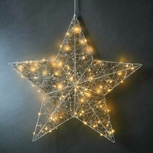 SHINING STAR függeszthető 3D dekor csillag LED égőkkel USB kábellel, ezüst Ø 58 cm kép