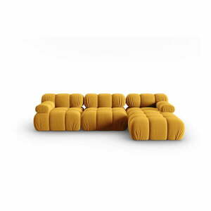 Sárga bársony kanapé 285 cm Bellis – Micadoni Home kép
