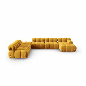 Sárga bársony kanapé 379 cm Bellis – Micadoni Home kép