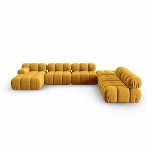 Sárga bársony kanapé 379 cm Bellis – Micadoni Home kép