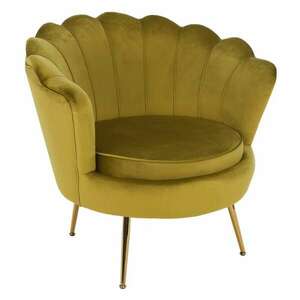 Fotel Art-deco stílusban, mustár színű Velvet anyag/gold chróm-ar... kép