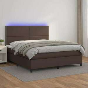 vidaXL barna műbőr rugós ágy matraccal és LED-del 140x200 cm kép