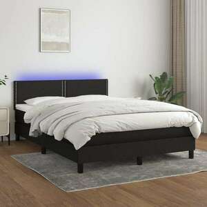 vidaXL fekete szövet rugós és LED-es ágy matraccal 140x200 cm kép