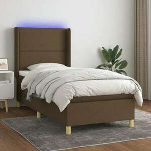 vidaXL barna szövet rugós és LED-es ágy matraccal 80 x 200 cm kép