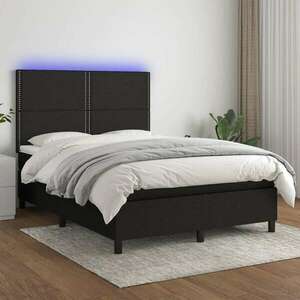 vidaXL fekete szövet rugós és LED-es ágy matraccal 140x190 cm kép