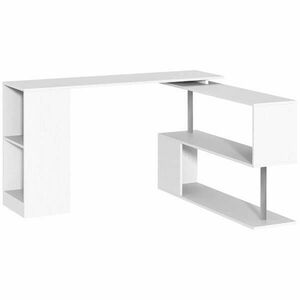 Homcom íróasztal fehér fa sarokban 140x120x78, 2cm kép