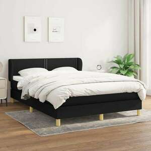 vidaXL fekete szövet rugós ágy matraccal 140 x 200 cm kép