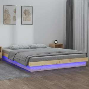 vidaXL tömör fa ágykeret LED-ekkel 160 x 200 cm kép
