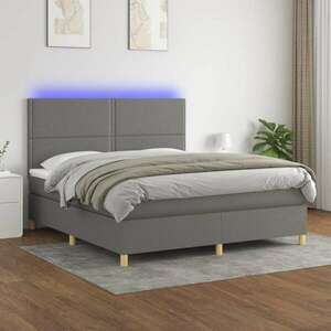 vidaXL sötétszürke szövet rugós és LED-es ágy matraccal 180 x 200 cm kép