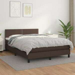 vidaXL barna műbőr rugós ágy matraccal 140 x 200 cm kép