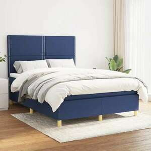 Kék szövet rugós ágy matraccal 140 x 200 cm kép
