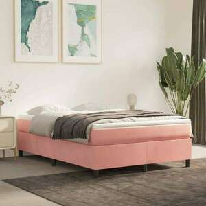 Rózsaszín bársony rugós ágykeret 140 x 190 cm kép