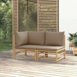 vidaXL 2 részes bambusz kerti ülőgarnitúra tópszínű párnákkal kép