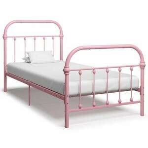 vidaXL rózsaszín fém ágykeret 90 x 200 cm kép