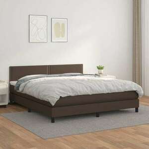 vidaXL barna műbőr rugós ágy matraccal 180 x 200 cm kép