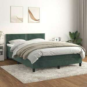 vidaXL sötétzöld bársony rugós ágy matraccal 140x200 cm kép