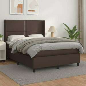 vidaXL barna műbőr rugós ágy matraccal 140 x 190 cm kép