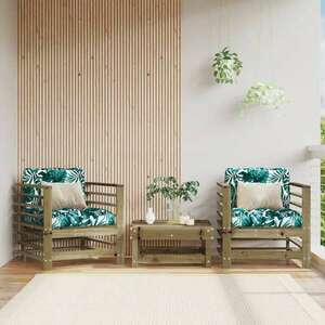 vidaXL 2 db tömör impregnált fenyőfa kerti szék párnákkal kép