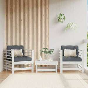 vidaXL 2 db fehér tömör fenyőfa kerti szék párnákkal kép