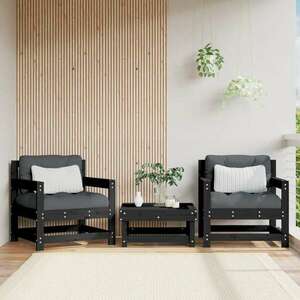vidaXL 2 db fekete tömör fenyőfa kerti szék párnákkal kép