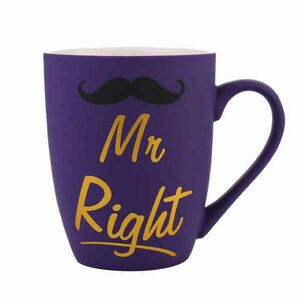 Pufo Mr Right matt kerámia bögre, kávéhoz vagy teához, 360 ml, lila kép