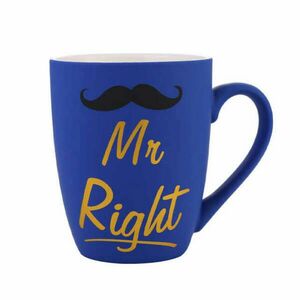 Matt Pufo Mr Right kerámia bögre, kávéhoz vagy teához, 360 ml, kék kép