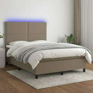 vidaXL tópszínű szövet rugós és LED-es ágy matraccal 140x190cm kép