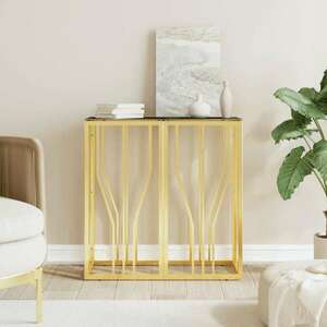Aranyszínű üveg és rozsdamentes acél tálalóasztal 70x30x70 cm kép