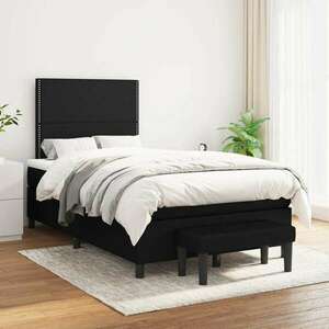 Fekete szövet rugós ágy matraccal 120 x 200 cm kép