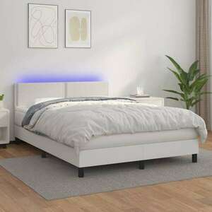 vidaXL fehér műbőr rugós ágy matraccal és LED-del 140x200 cm kép