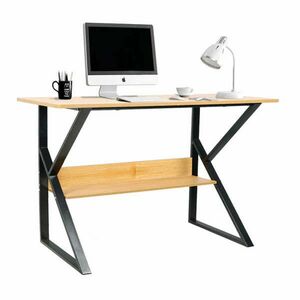 Polcos íróasztal, bükkfa/fekete, TARCAL 100 kép