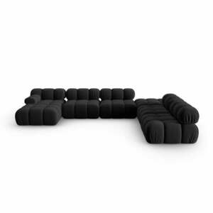 Fekete bársony kanapé 379 cm Bellis – Micadoni Home kép