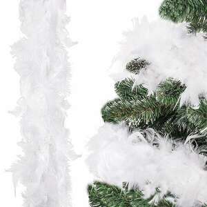 Díszes vagy karácsonyfafüzér, pehely és tollminta, fehér, 600cm kép