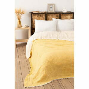 Sárga muszlin ágytakaró franciaágyra 230x250 cm – Mijolnir kép
