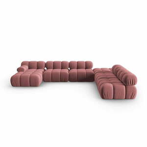 Rózsaszín bársony kanapé 379 cm Bellis – Micadoni Home kép