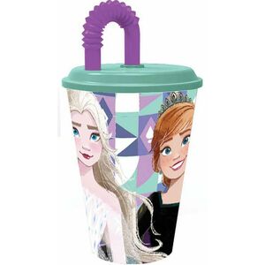 Disney Jégvarázs Ice Magic szívószálas pohár, műanyag 430 ml kép