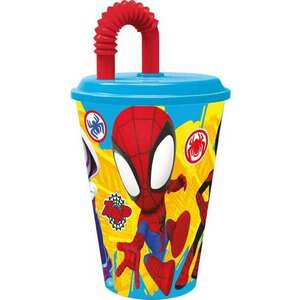 Pókember Spidey szívószálas pohár, műanyag 430 ml kép