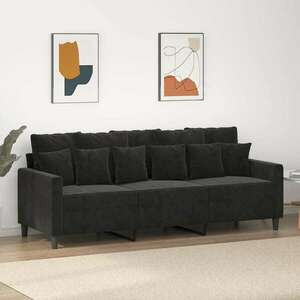 vidaXL 3 személyes fekete bársony kanapé 180 cm kép