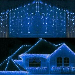 Fringe telepítés 8 fényjátékkal - kék, összekapcsolható, 500 led... kép