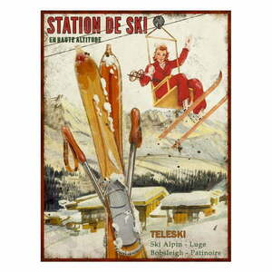Fém falitábla 25x33 cm Station de Ski – Antic Line kép
