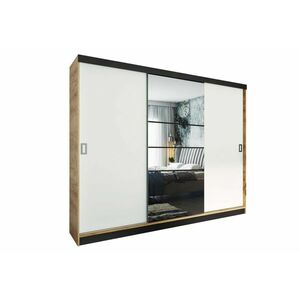 PEDRO ruhásszekrény, 200x205x60, arany tölgy kraft/fehér/fekete kép