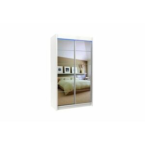 MARISA tolóajtós ruhásszekrény tükörrel + Halk zárorendszer, 120x216x61, fehér kép