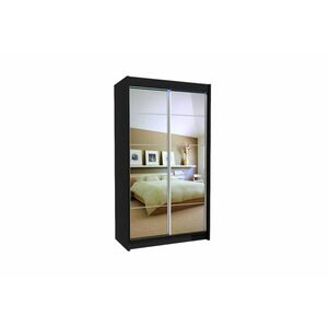 MARISA tolóajtós ruhásszekrény tükörrel + Halk zárorendszer, 120x216x61, fekete kép