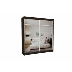 MARISA tolóajtós szekrény tükörrel + halk zárórendszer, wenge, 200x216x61 kép