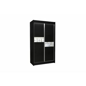 ADRIANA tolóajtós ruhásszekrény, fekete/fehér üveg, 120x216x61 kép
